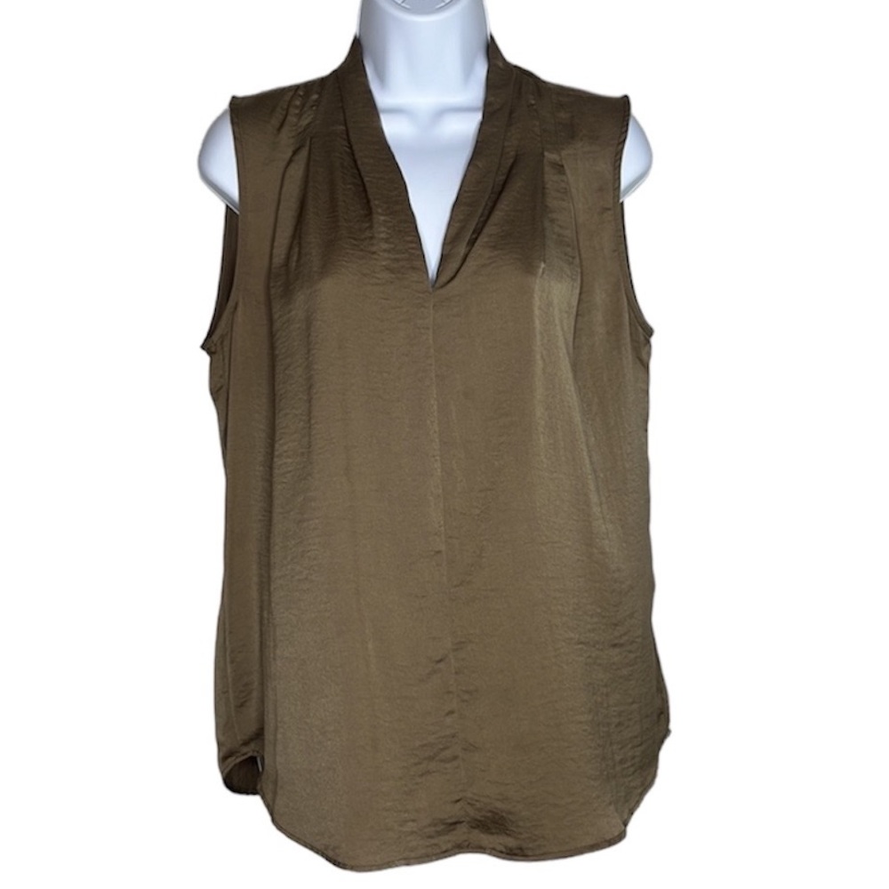 3 for $20 RENUAR Sleeveless Top Airflow Tank Blouse V-Neck Mock Neck Olive Green